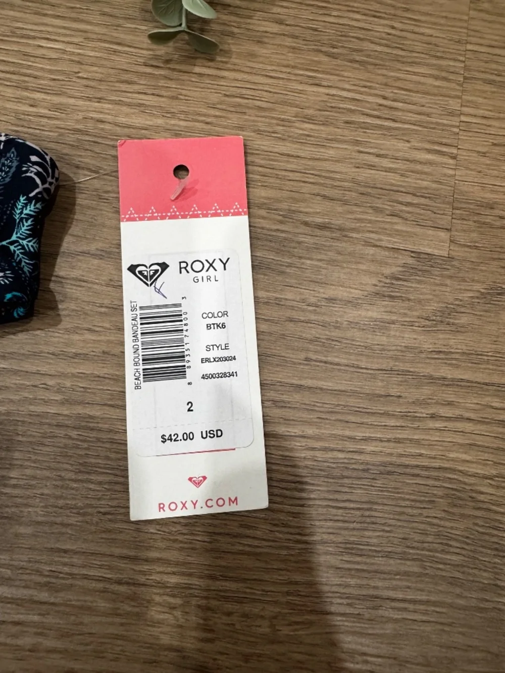 NWT Roxy Girl Beach Bound Bandeau Bikini Set Size 2 Floral